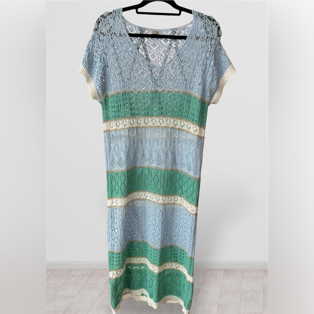 Floris Crochet Blue and Green Dress